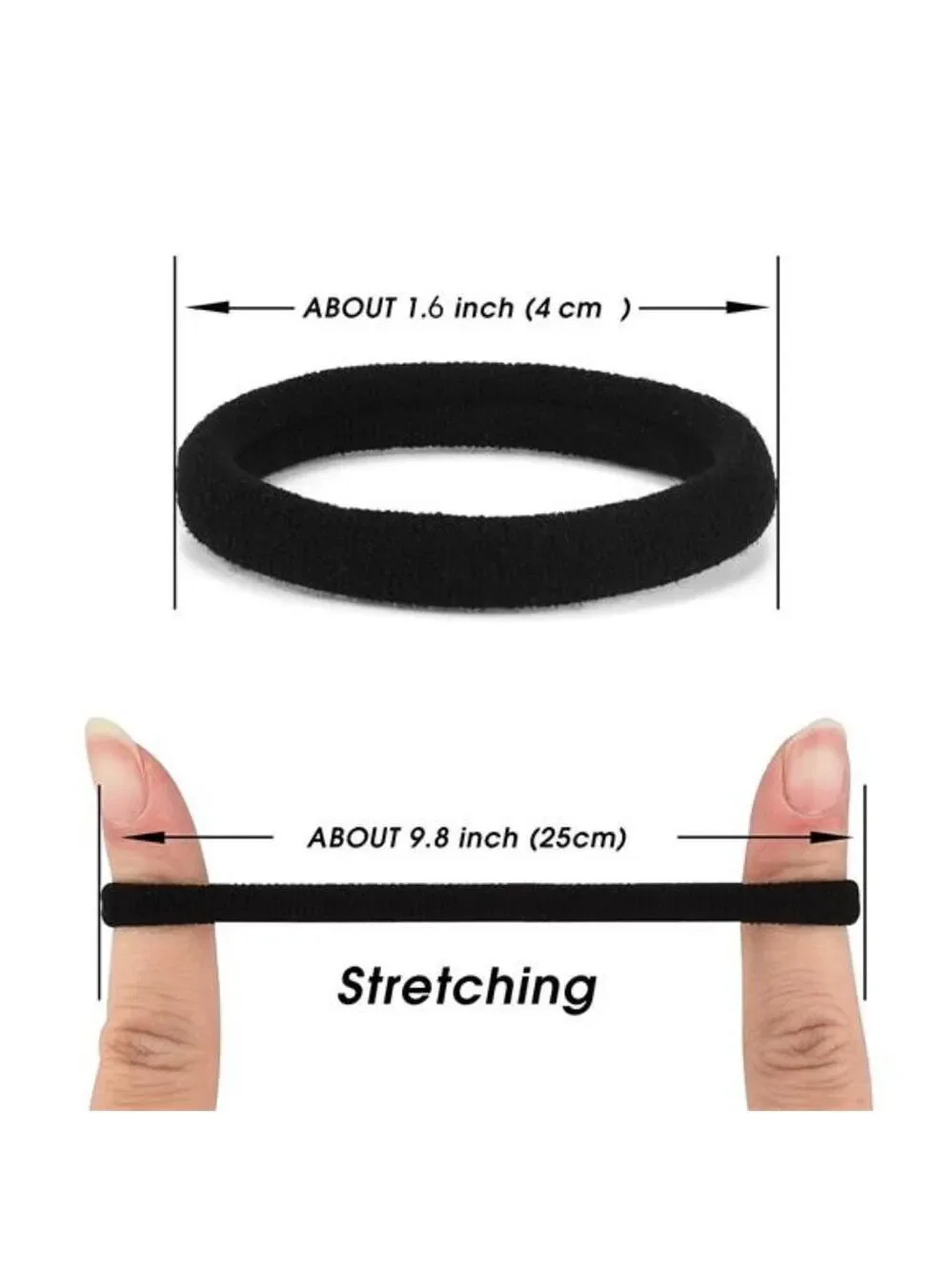 Black Hair Ties 50 Pack Cotton Seamless Ponytail Holders No Damage Hair Bands